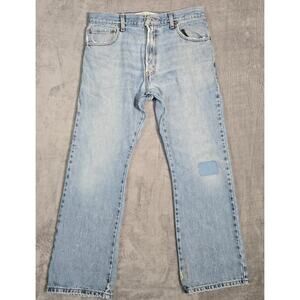 Levi’s 517 Men’s 34x30 Boot Cut Jeans Light Wash Distressed Red Tab W/ Patch